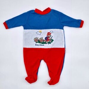 Vintage Oshkosh B'gosh Footed Pajamas Sleepsuit Bear Baby B'gosh Size Newborn